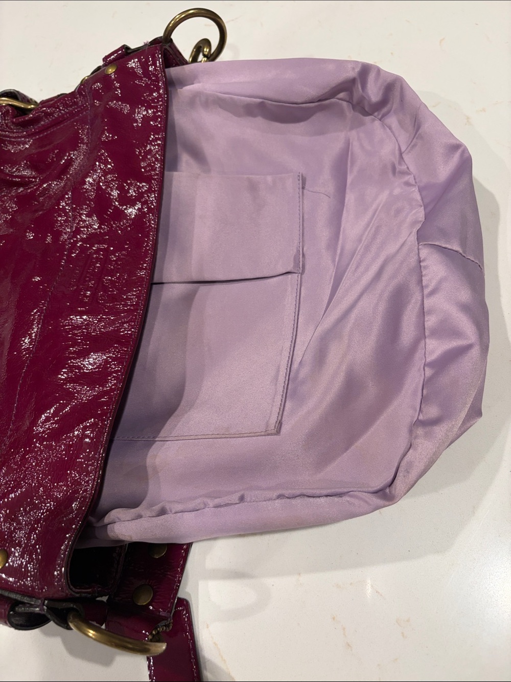 Coach Zoe Patent Leather Shoulder Bag - Wildberry - Picture 7 of 11